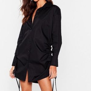 Lemme Collar You Back Ruched Shirt Dress